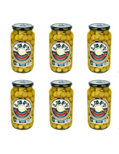 ACEITUNAS VERDES LUPY "CHUPADEOS". BANDEJA DE 6 TARROS 550 Gr